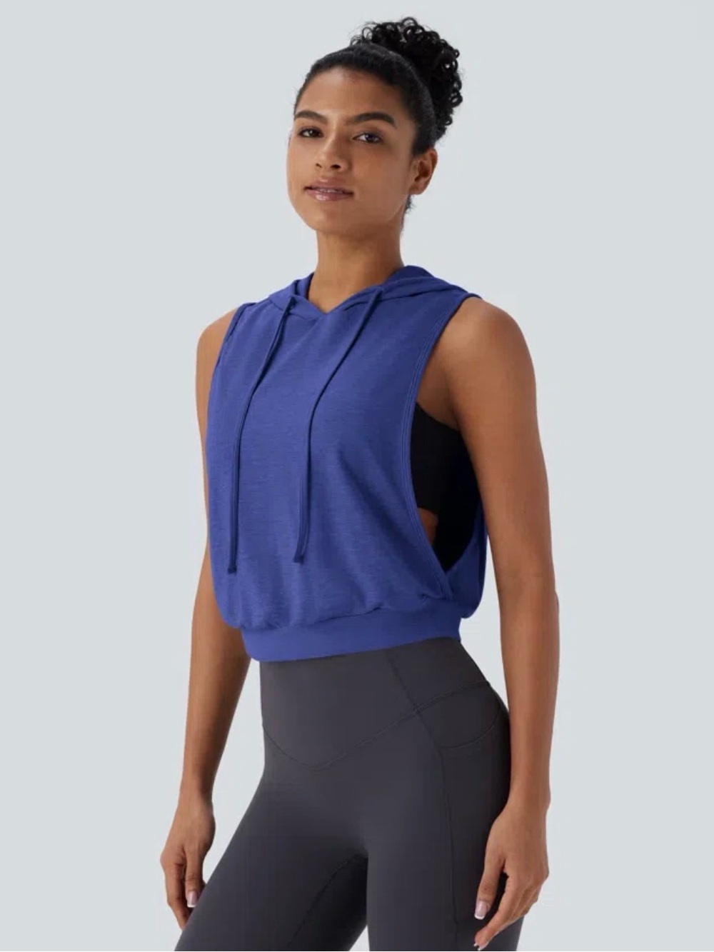HALARA Sleeveless Hooded Crop Tank - Royal Blue